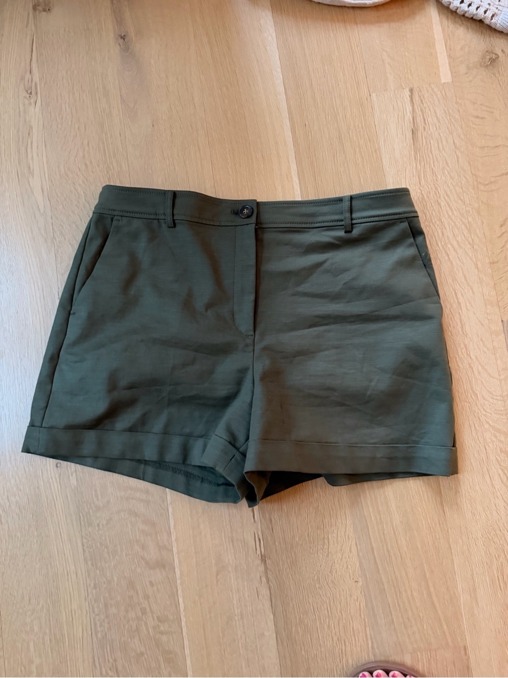 LOFT Olive High-Rise Tailored Shorts
